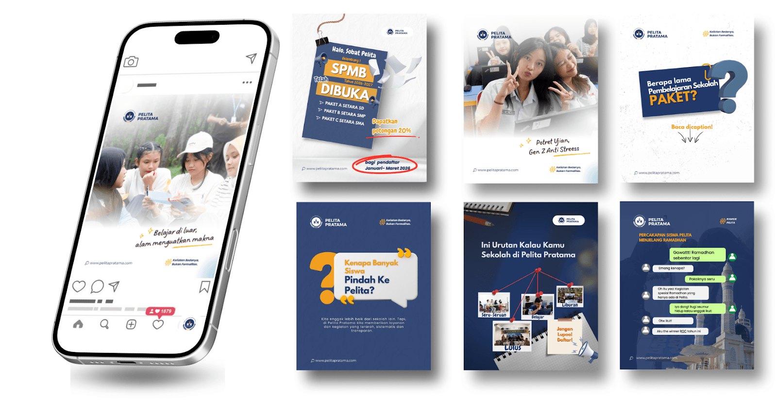 Tampilan layar analitik TikTok dan konten video viral milik sekolah PKBM Pelita Pratama yang dikelola oleh tim agensi digital.