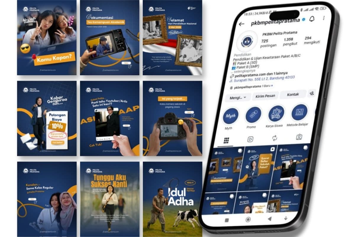 Tampilan antarmuka dashboard Learning Management System (LMS) berwarna cerah yang menampilkan modul pembelajaran dan nilai siswa.