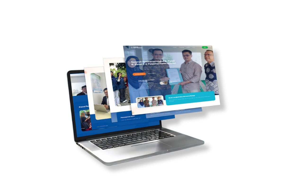 Tampilan landing page website Masagi Edu-Preneur yang dibangun menggunakan WordPress, menonjolkan informasi layanan edukasi secara minimalis.